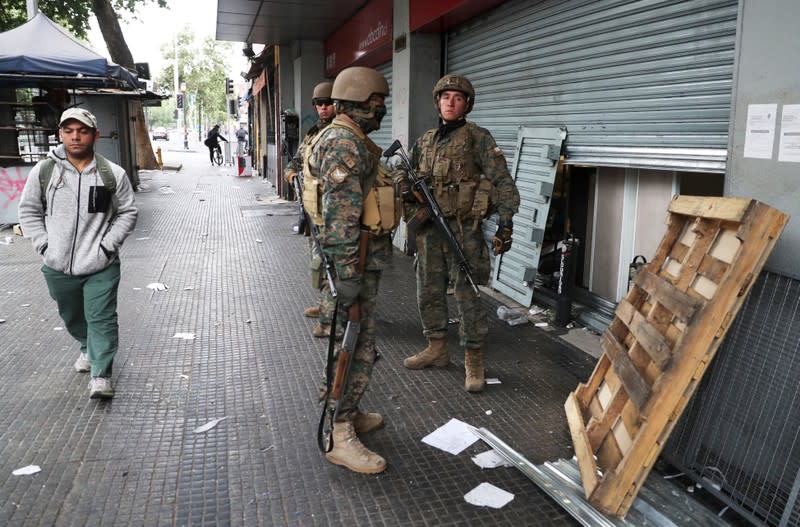 Aftermath of a protest against the increase in subway ticket prices in Santiago