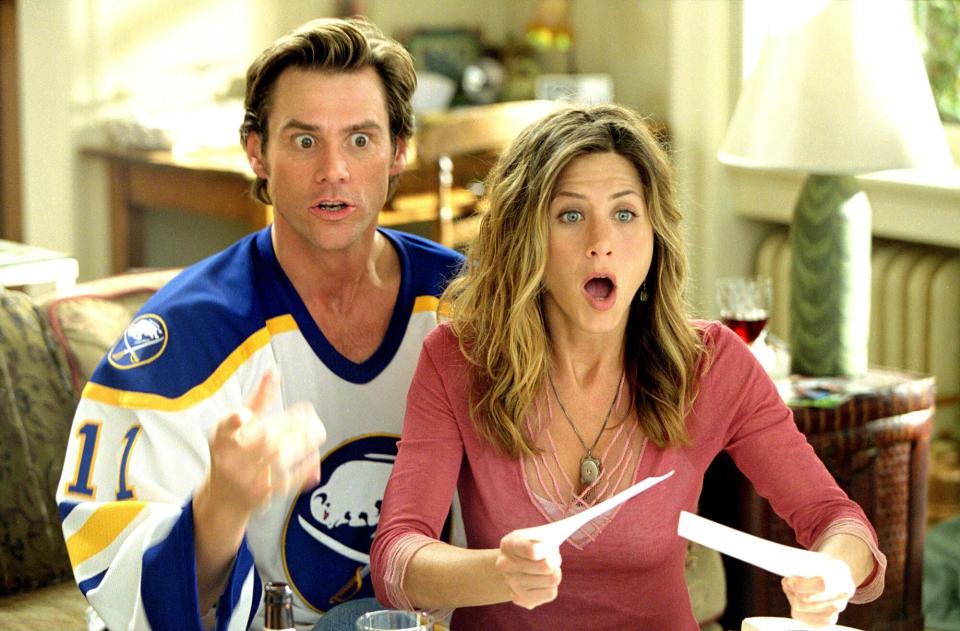 BRUCE ALMIGHTY, Jim Carrey, Jennifer Aniston, 2003