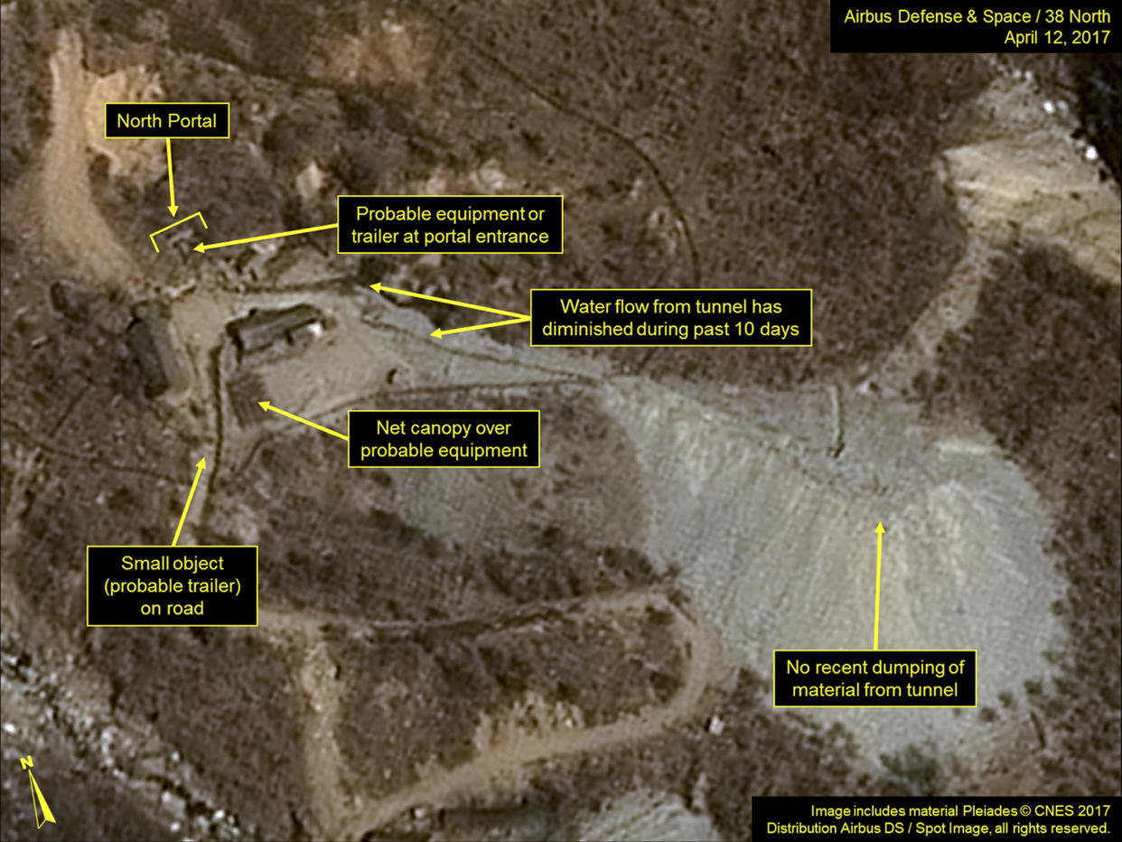 <em>This satellite image shows the Punggye-ri nuclear test site in North Korea, close to where babies are reportedly being born with deformities (AP)</em>