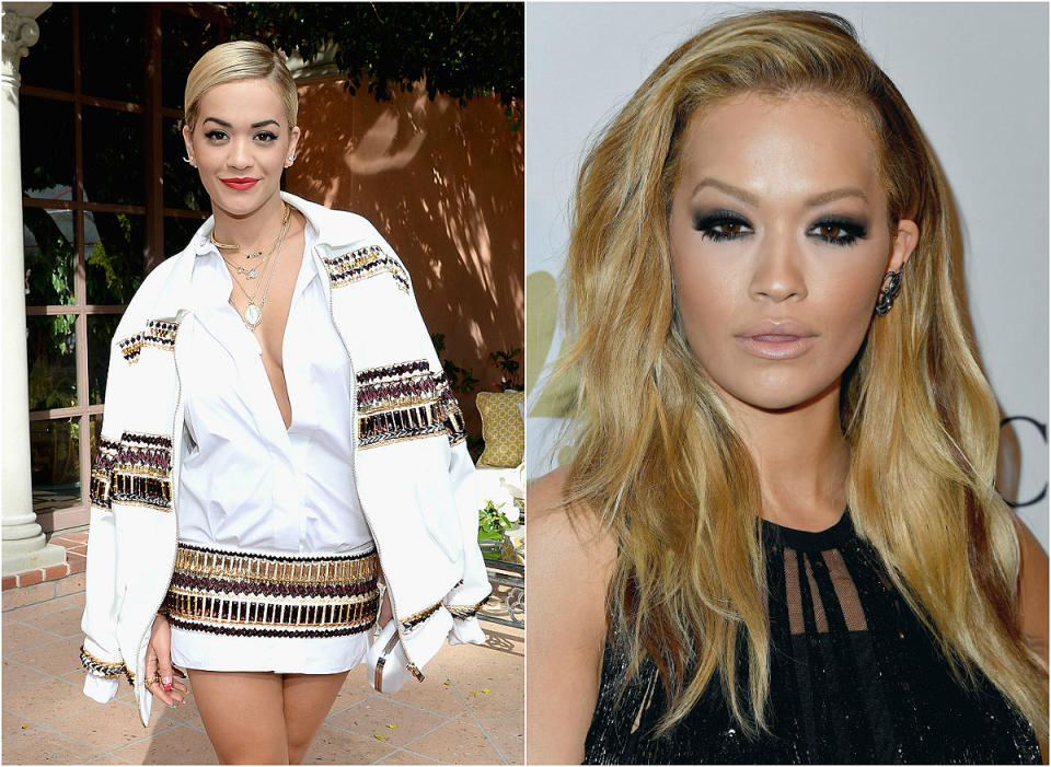 Left: Rita Ora in June 2014; Right, Ora in Feb. 2017. <em>(Photos: Getty)</em>