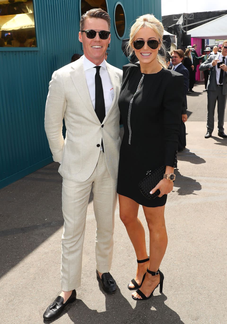 After having done it all back in 2012, Roxy Jacenko is not overly keen on a huge wedding ceremony following husband Oliver Curtis' second proposal - the pair pictured at Derby Day on Saturday. Source: Getty