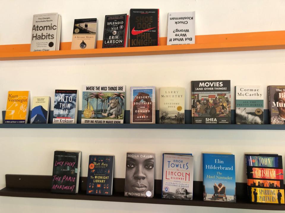 Bear Den Books in Sequoyah Hills features three shelves of bestsellers and proprietors Taylor Fry’s and Nick Wendel’s personal picks, such as those shown on June 28, 2022.