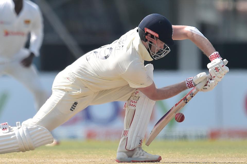 <p>Dom Sibley bats on day four of the second Test between Sri Lanka and England in Galle</p> (SLC)