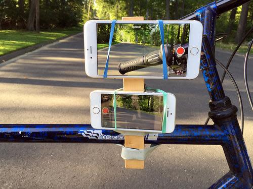 iPhone 6 and 6 Plus strapped to a bicycle