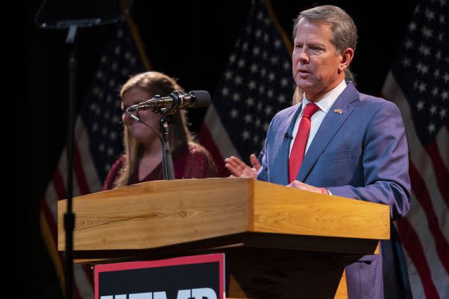 Governor Brian Kemp gives a speech celebrating his re-election victory at the Coca Cola Roxy in Atlanta, Georgia on November 8th, 2022. (Photo by Nathan Posner/Anadolu Agency via Getty Images) (Photo: Anadolu Agency via Getty Images)