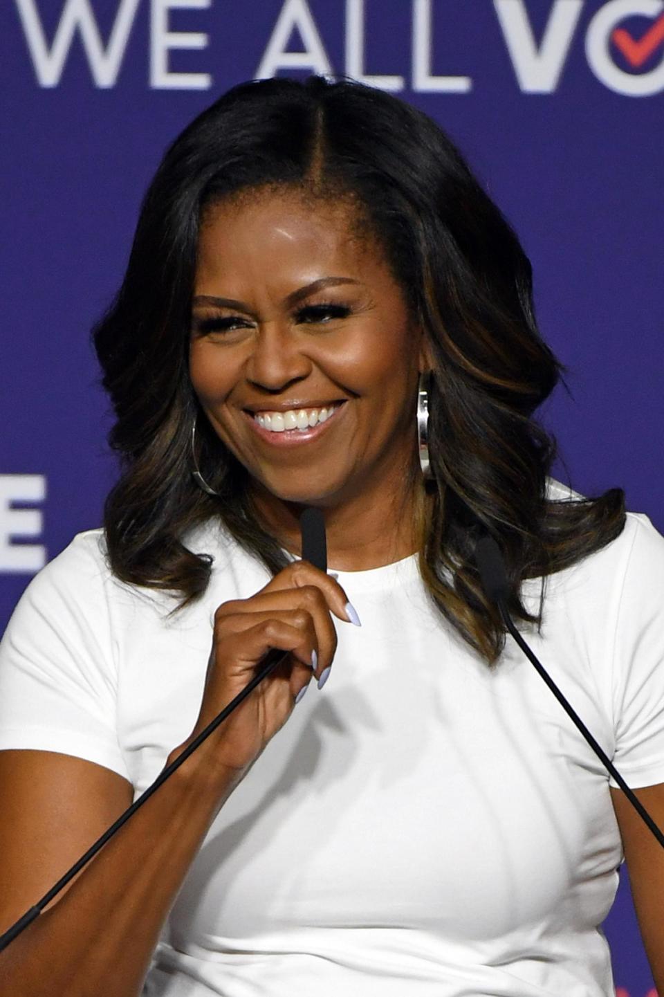Michelle Obama speaking at the 'When We All Vote' Rally In Las Vegas. (Getty Images)