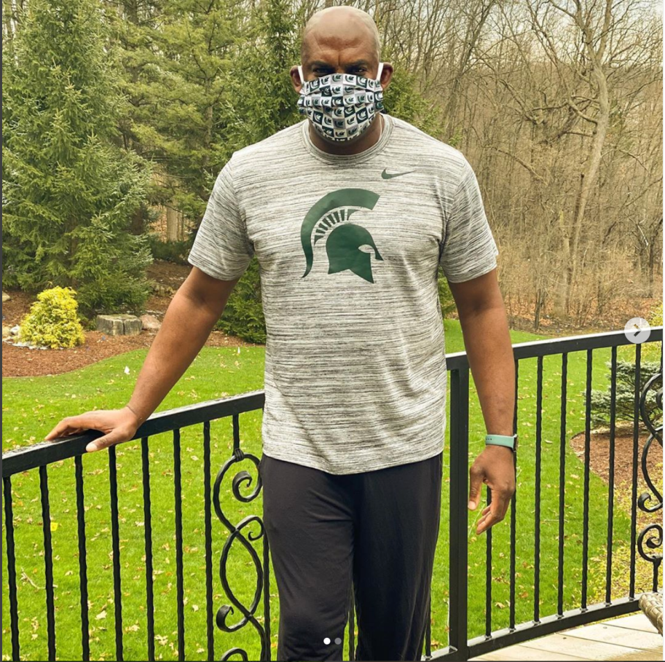 Mel Tucker has been one of several Michigan State coaches to advise wearing a mask to help fight the spread of the coronavirus pandemic.