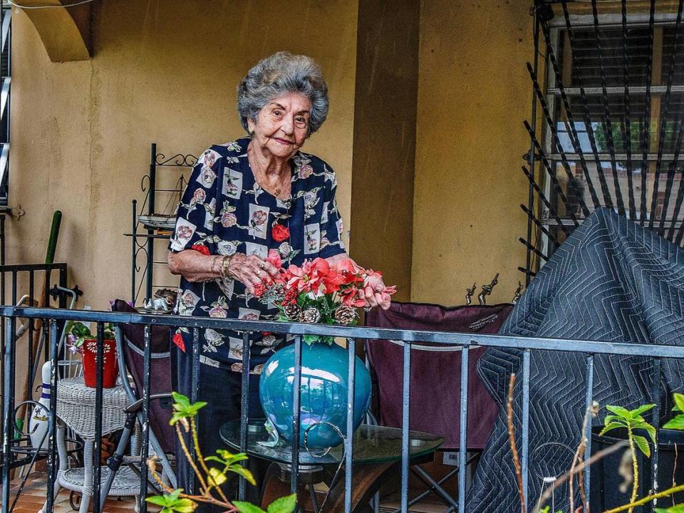 Ela Avila outside the Little Havana house where she has lived for nearly 40 years. She’s 90 and under the authority of a court-appointed guardian after a judge decided Avila had lost the mental capacity to make decisions for herself.