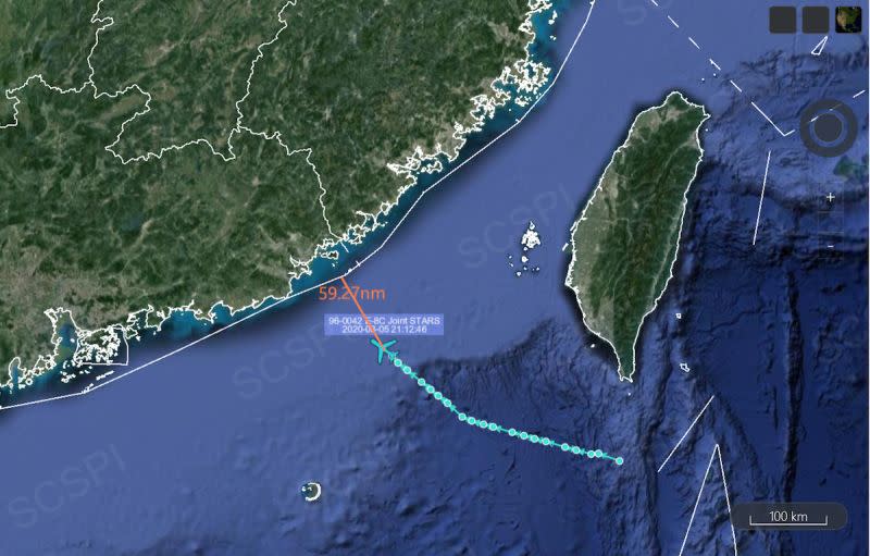 ▲美國反潛巡邏機P-8A 8/5 晚間從台灣南部海域飛往中國廣東沿海。（圖／翻攝自南海戰略態勢感知計畫（ SCS Probing Initiative，SCSPI ）Twitter）