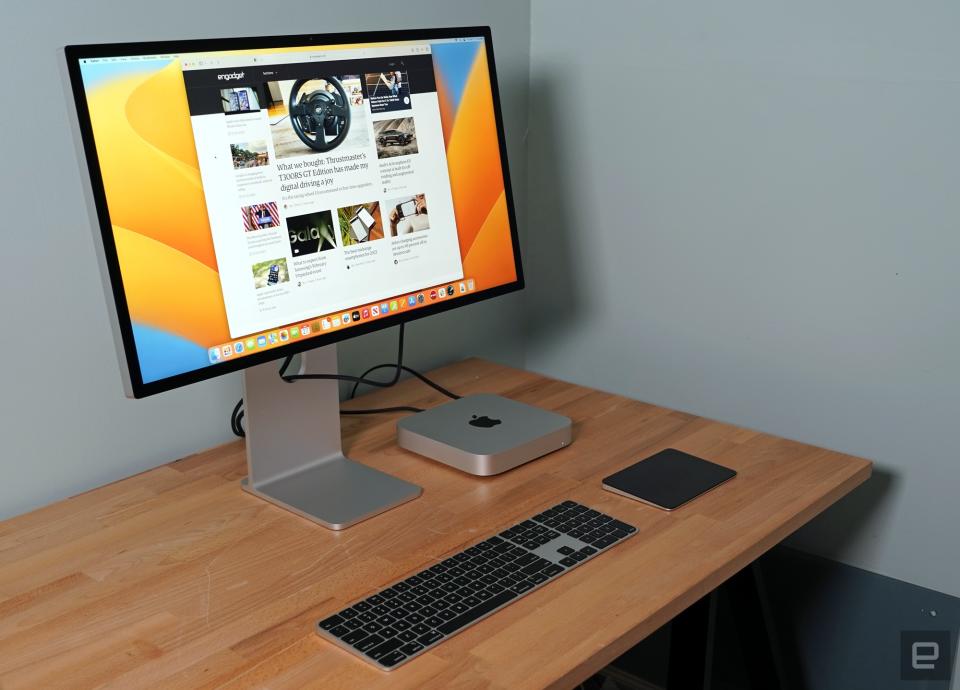 Apple Mac Mini with M2 Pro desk setup with Apple Studio Display