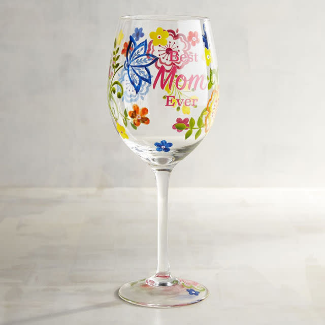 Best Mom Ever Painted Wine Glass