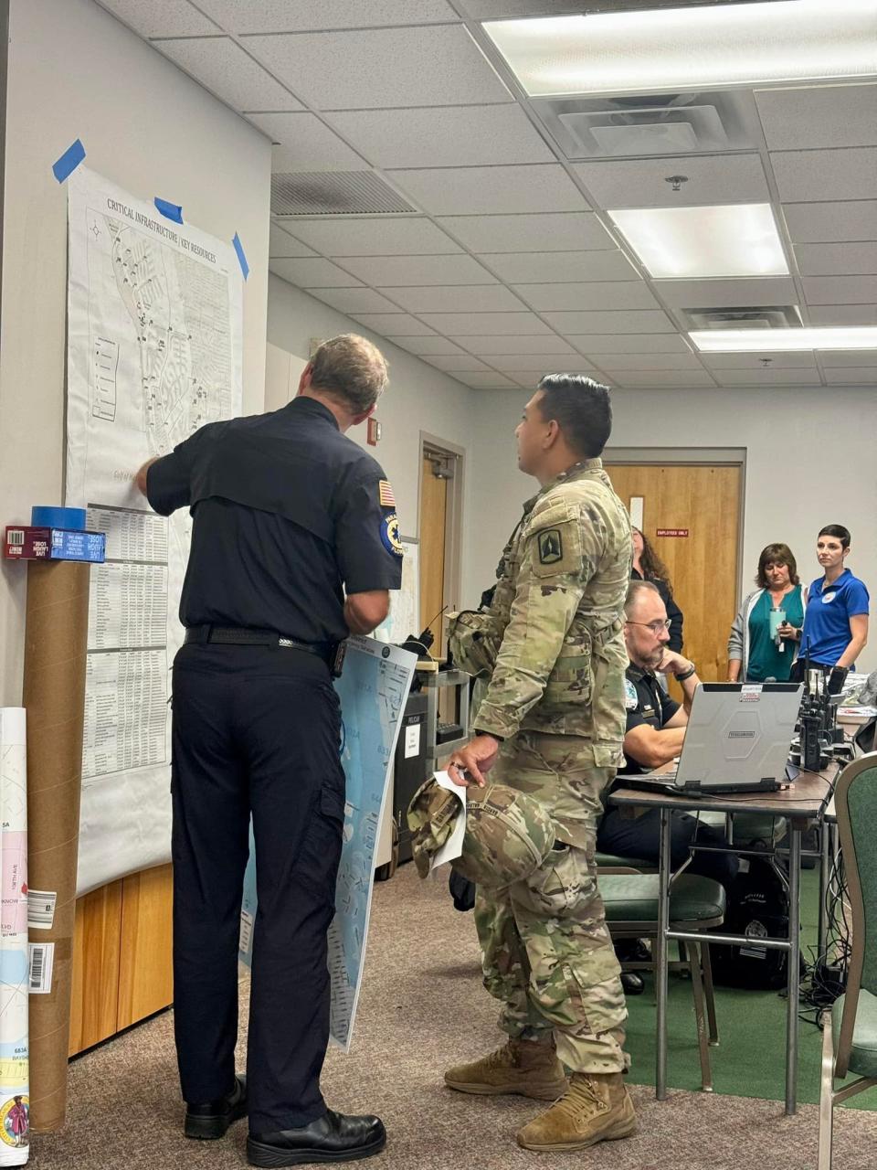 A member of the National Guard works with authorities in Florida’s City of Treasure Island. (The City of Treasure Island/Facebook)