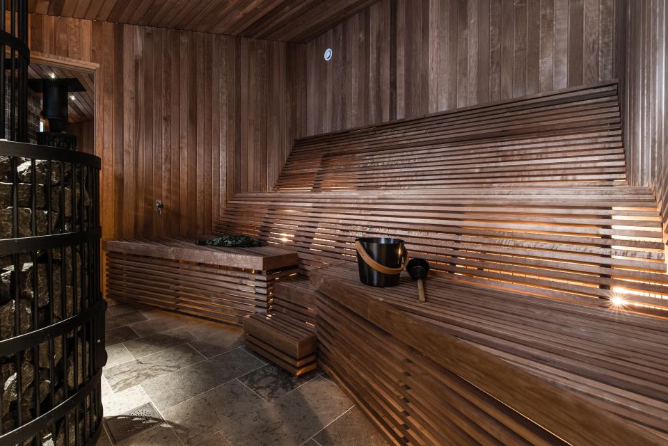 Inside of the spa’s sauna.