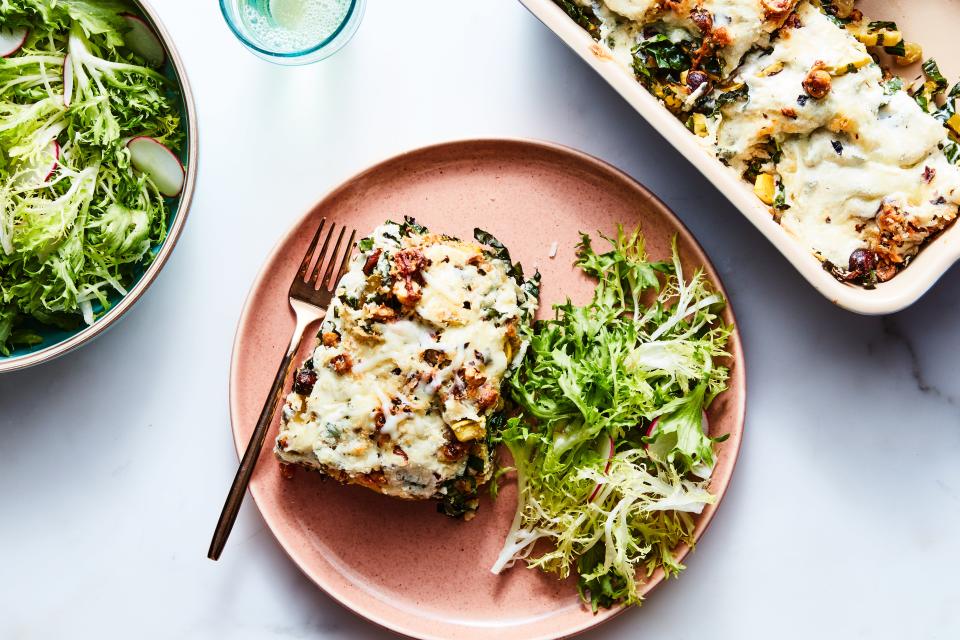 Cheesy Delicata Squash and Kale Casserole