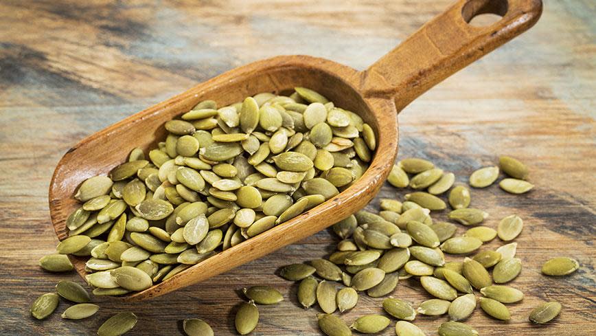 Pumpkin seeds (pepitas) are the edible seed of a pumpkin and are an easy way to add zinc to the diet. Zinc is an essential trace element known to protect cell membrane integrity, de-crease formation of free radicals, speed up wound healing and calm skin inflammation. In fact, a moderate zinc deficiency can result in a rough skin appearance.