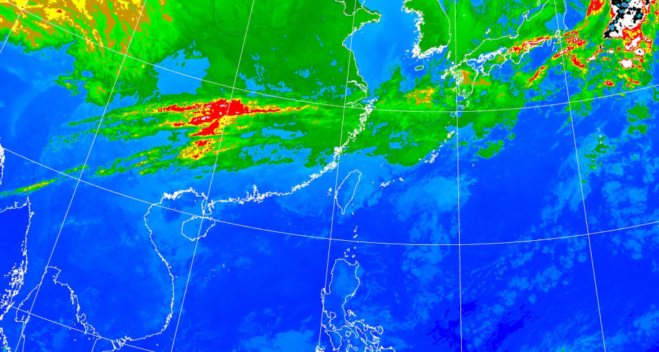 今（16日）東北季風影響，北部及東北部天氣較涼，其他地區早晚亦較涼。（圖取自中央氣象署網站）
