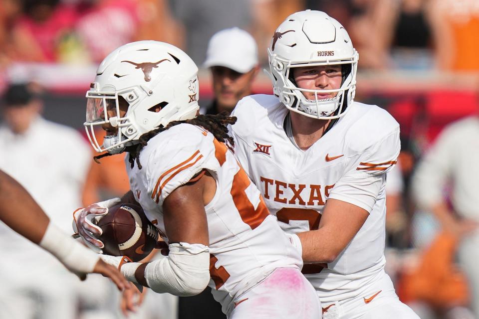 Texas quarterback Quinn Ewers is one of the favorites to win the Heisman Trophy after he threw 22 touchdown passes with only six interceptions last season, despite missing two games with an injury.