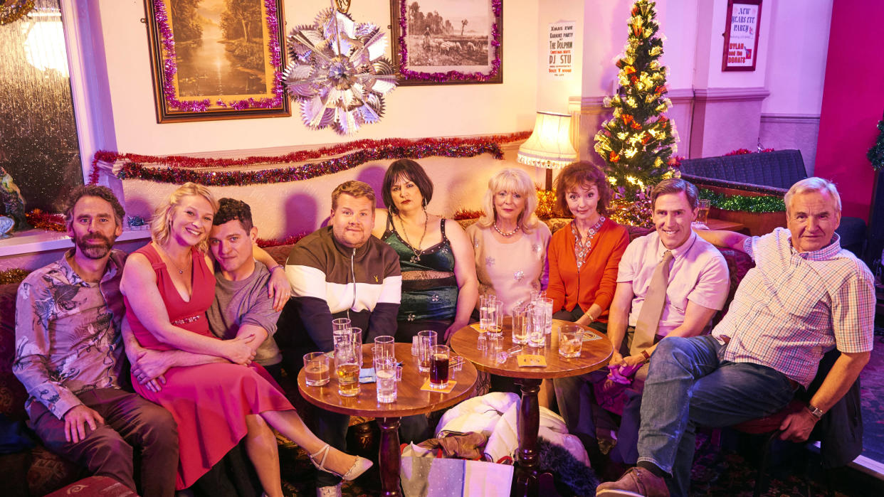 The cast of Gavin & Stacey filming the 2019 Christmas special