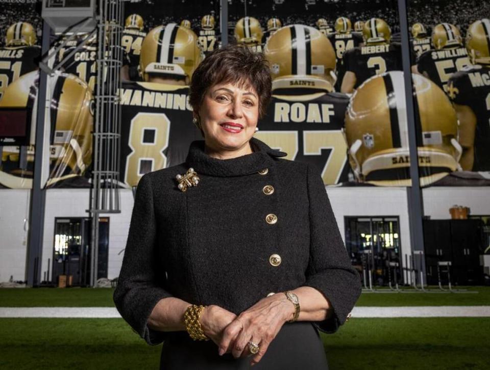 Gayle Benson, owner of the New Orleans Saints and New Orleans Pelicans, at the New Orleans Saints training facility in Metairie on Friday, September 24, 2021.