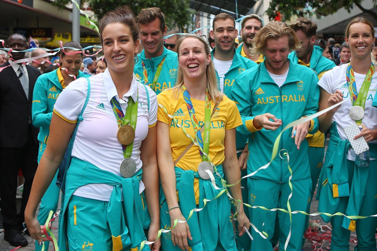 Australian athletes at a homecoming event in Brisbane after the 2016 Games in Rio  (Getty Images)