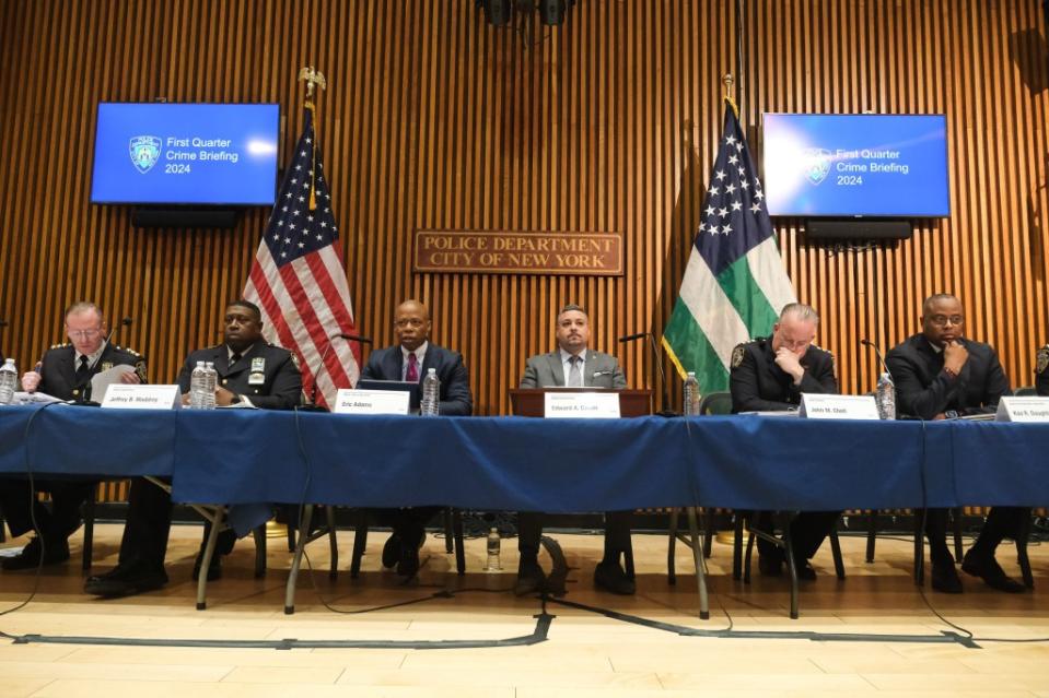 On Wednesday, Adams joined NYPD officials to announce a 2.4% dip in crime overall so far this year. Gabriella Bass