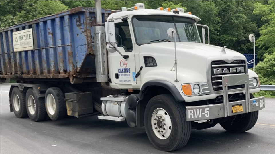 City Carting of Westchester truck leaving the Westchester Material Recovery Facility in Yonkers on May 25, 2022