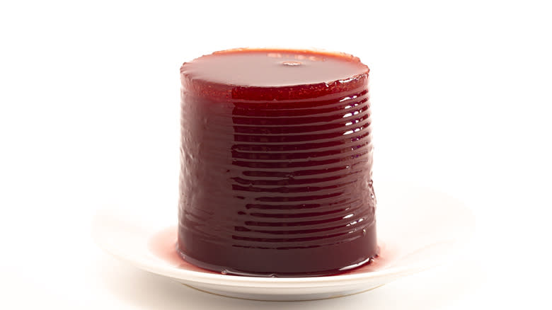 Canned cranberries on a plate