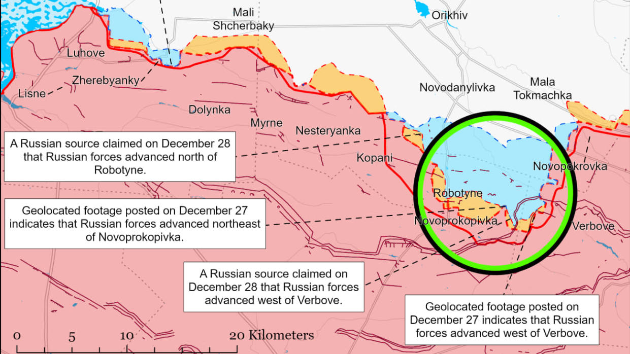 A map of battles in Zaporizhzhia Oblast.