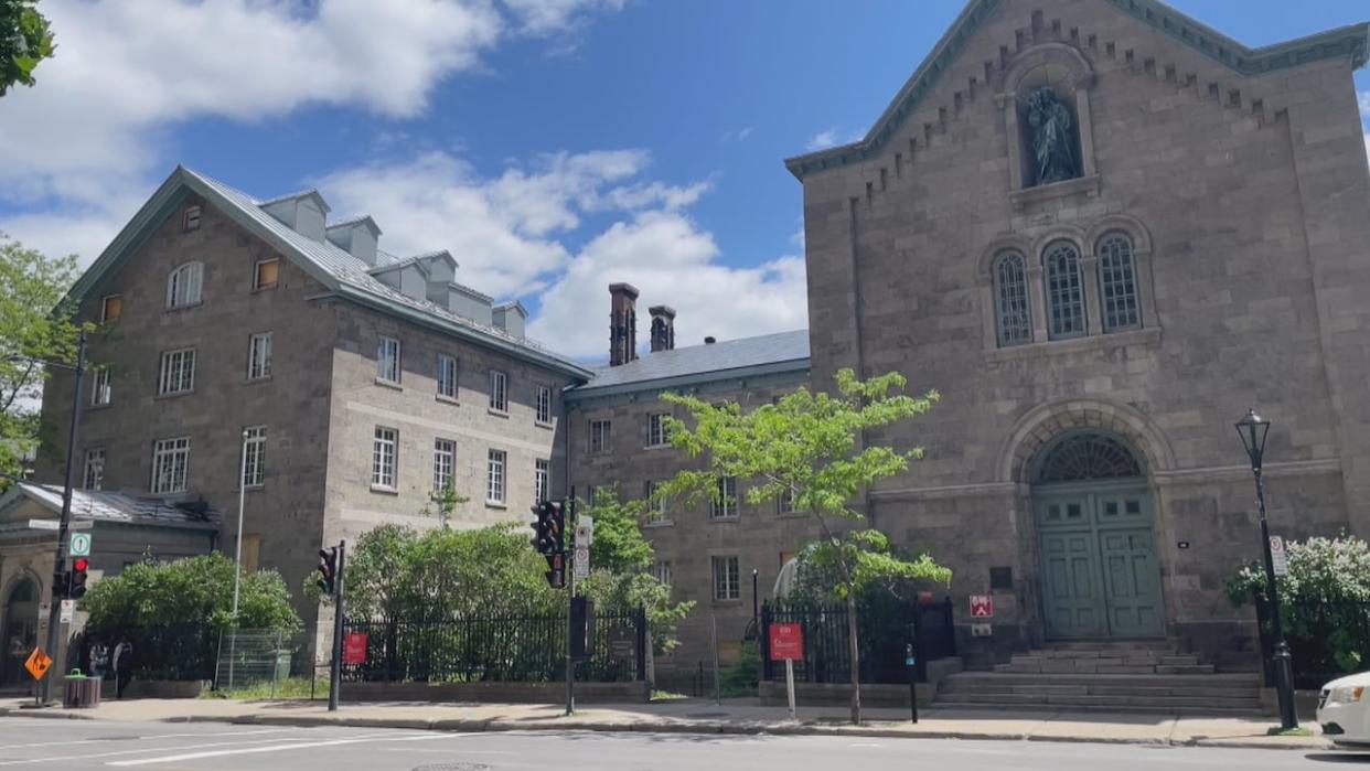 A fire destroyed parts of the Bon-Pasteur monastery in May 2023. A year later, organizations that used to call it home are asking when it will be rebuilt. (Sharon Yonan Renold/CBC - image credit)