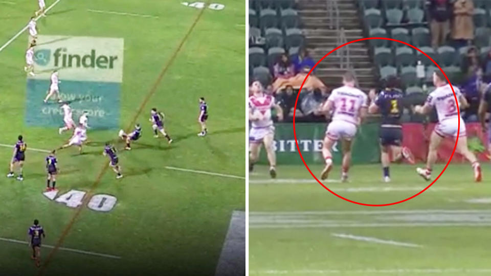 The Storm were awarded a penalty in the dying moments to hand them a victory over the Dragons. (Images: Fox Sports)