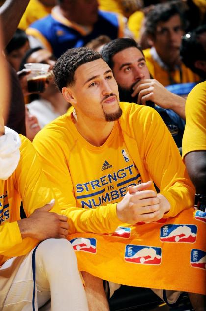 Klay Thompson was injured in Game 5 of the West finals. (NBAE/Getty Images)