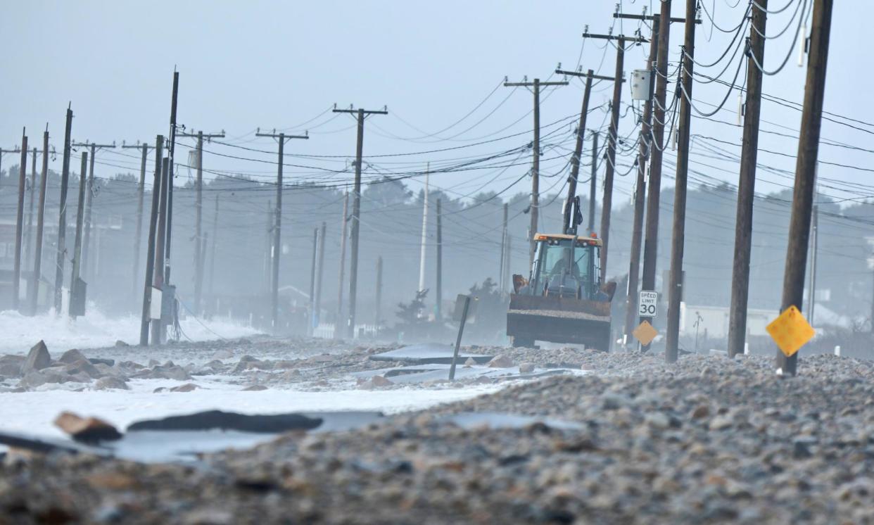 <span>Salisbury sees several large storms each year. A photo of East Beach Road in Westport, Massachusetts, battered after heavy storms in January 2024.</span><span>Photograph: Peter Pereira/AP</span>