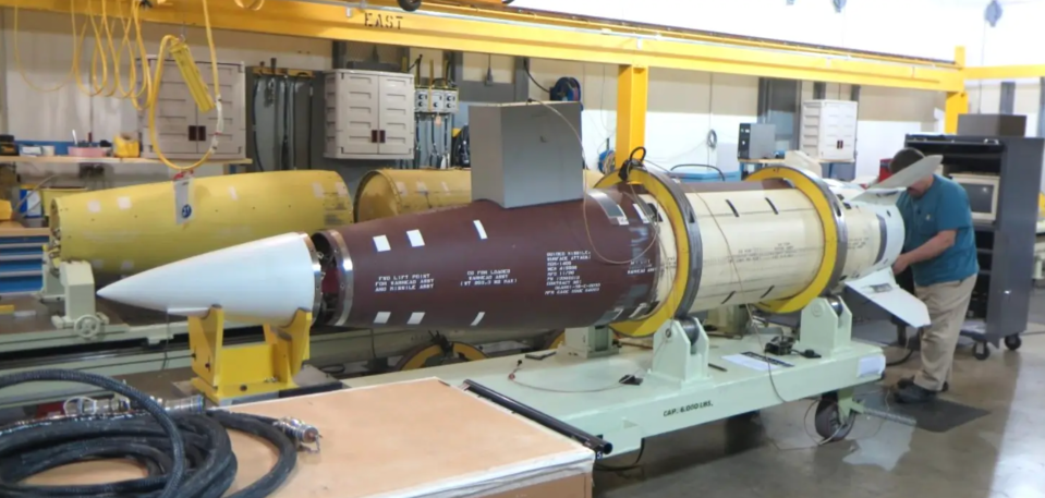 Work is conducted on a U.S. Army ATACMS missile. <em>U.S. Department of Defense</em>