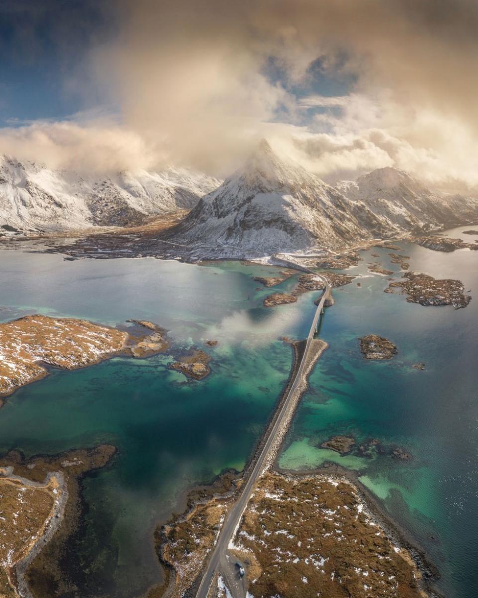 Aerial View of Lofoten Islands in Norway.