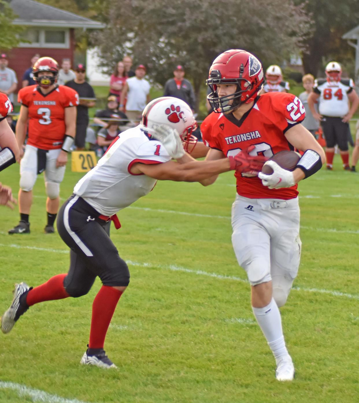 The Tekonsha Indians, behind the hard running of Xander Kilbourn, roasted Bellevue Friday night. Here Kilbourn is found in early season action.