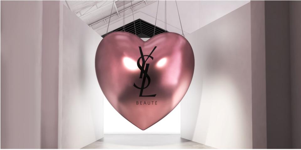 A rendering of the heart inside the YSL Loveshine pop-up.