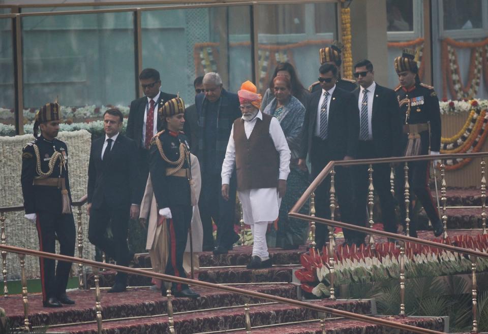 India's Prime Minister Narendra Modi walks on the day of Republic Day celebrations in New Delhi, India (REUTERS)