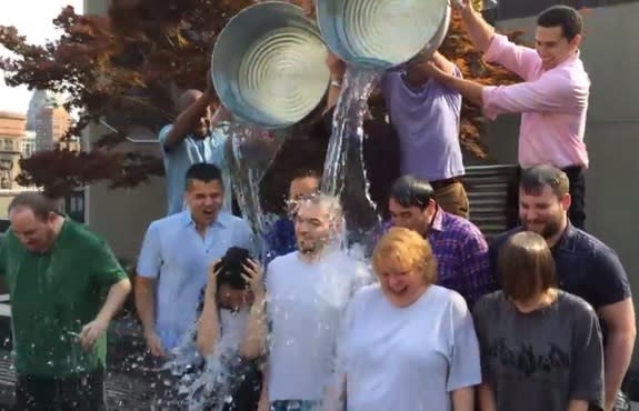 The editorial staff of Tom's Guide, a sister site to Live Science, takes the Ice Bucket Challenge.