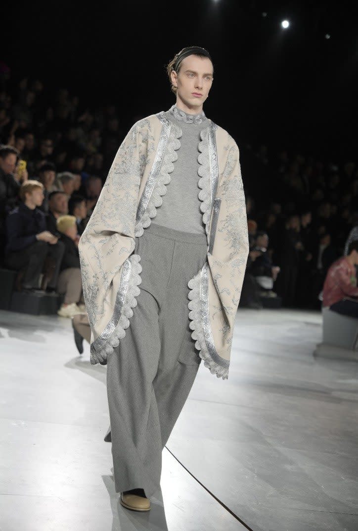 The collection included haute couture capes and kimonos