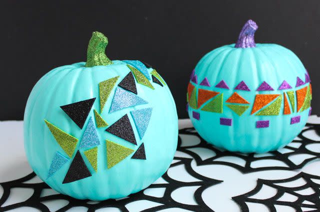 Geometric Glitter Pumpkins