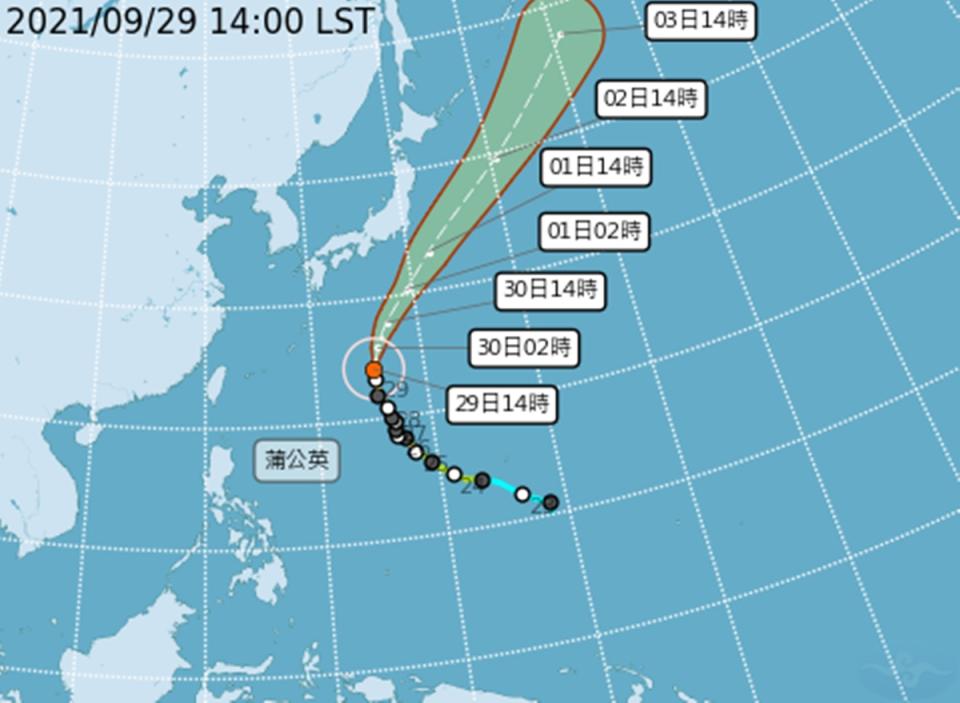 蒲公英升格強颱往日本移動 。
