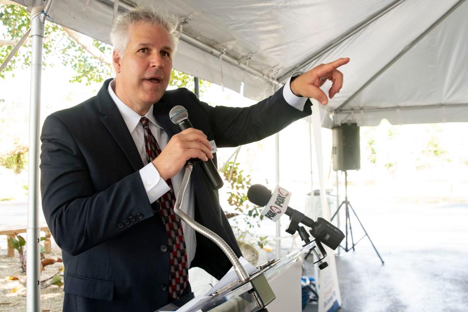 Scott Burgess, David Lawrence Centers President and CEO, speaks before a ceremony announcing a partnership between Home Base Florida and David Lawrence Centers, Thursday, April 7, 2022, at David Lawrence Centers in Naples, Fla.

The new outpatient mental health services are for veterans, service members and military families impacted by the invisible wounds of war.