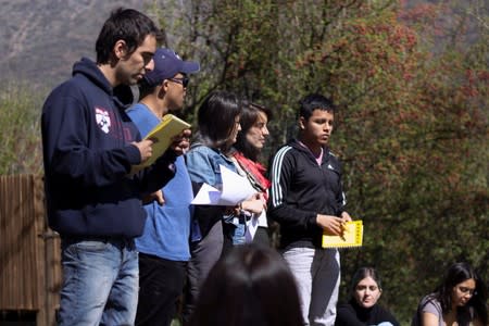 Young climate activists from Latin America are seen during a meeting and training ahead of forthcoming conference, COP25 in San Jose de Maipo, outskirts of Santiago