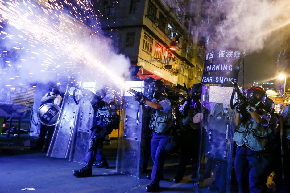 Police fired tear gas at protesters on August 14, 2019.