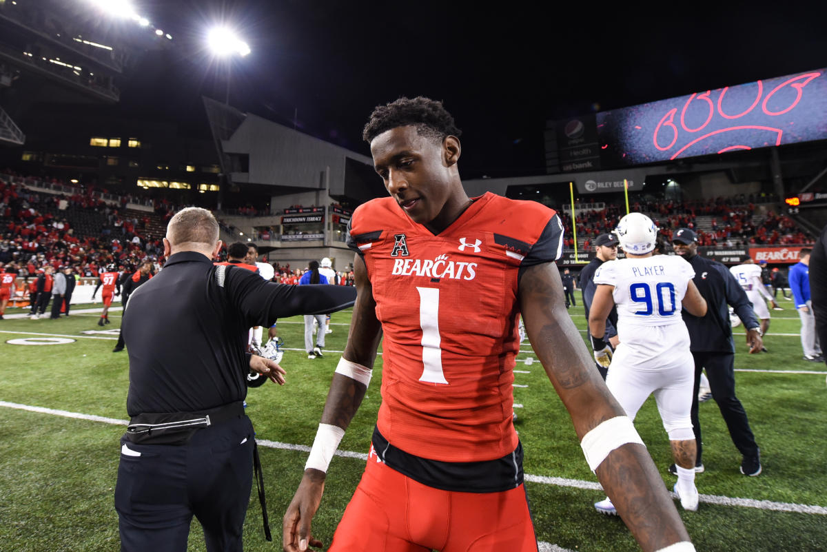 Cincinnati cornerback Ahmad Sauce Gardner arrives on the red