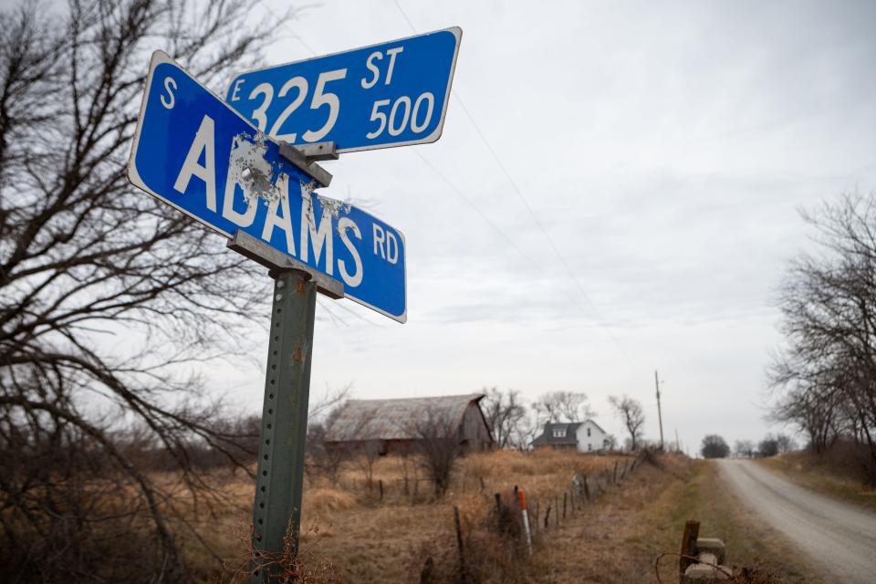 Lisa Montgomery's former home, shown here, stands near the intersection of 325th and Adams near Melvern in Osage County. The Topeka Capital-Journal's Tim Hrenchir won an award Friday in the Kansas Press Association's annual journalism contest for an article he wrote telling the story of Montgomery, who was executed by lethal injection in January 2021 at age 52 for the 2004 strangulation murder of expectant mother Bobbie Jo Stinnett.