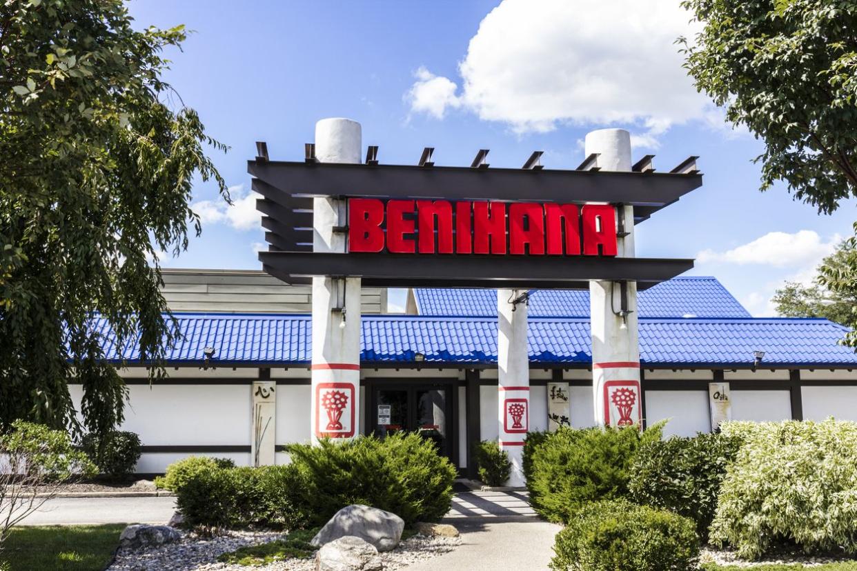 The outside of a Benihana restaurant.