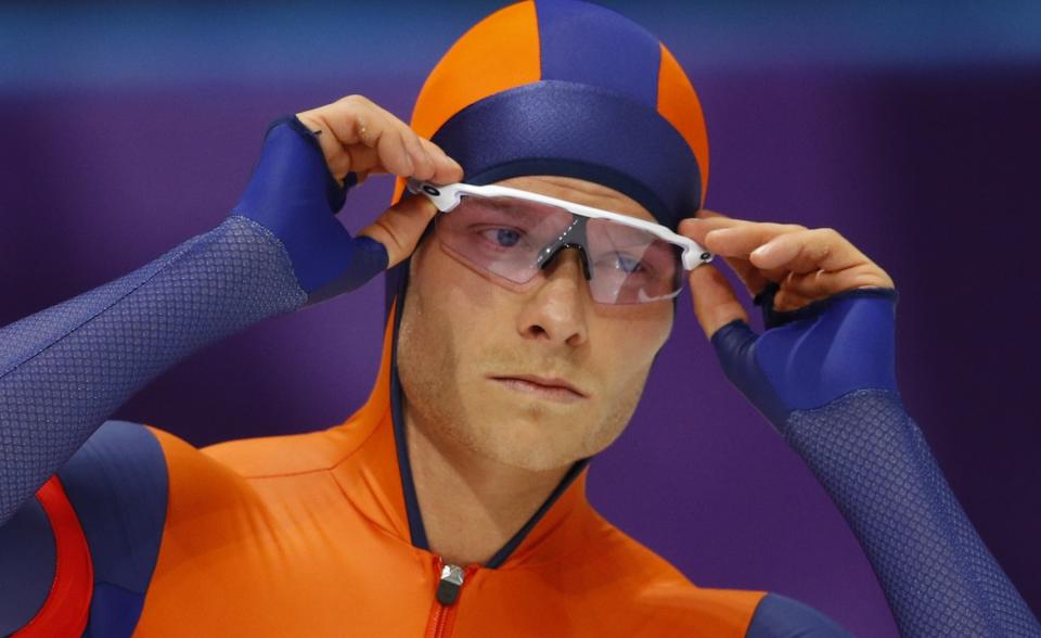 <p>Koen Verweij of the Netherlands reacts. REUTERS/Phil Noble </p>