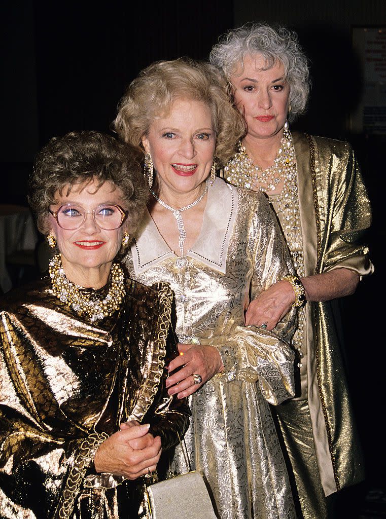 <p>The show, depicting three friends (and one friend's mother) enjoying their golden years together as roommates, was an instant hit. Betty won an Emmy for her role as the naive Rose in 1986. <br></p>