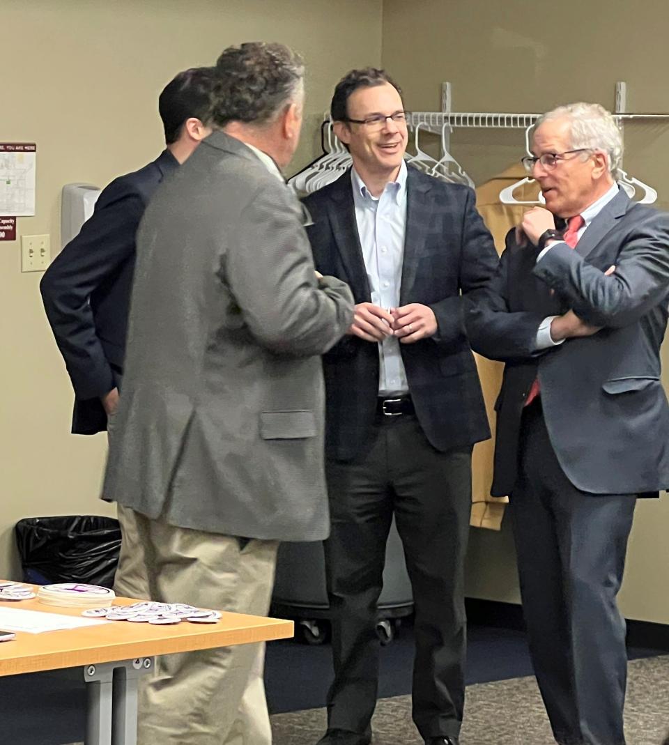 State Rep. William Straus, D-Mattapoisett, right, was honored by the Coalition for his outstanding leadership in support of South Coast Rail.